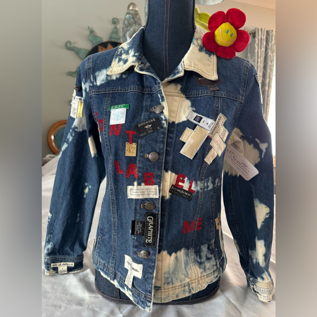 Upcycled “Don’t Label Me” Jean Jacket